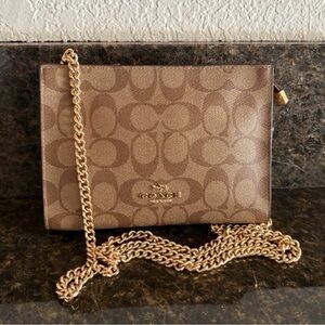 Coach Slim Crossbody Bag in Signature Leather with Gold Chain, NWT